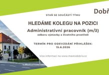 Městský úřad Dobříš vyhlásil výběrové řízení na pozici administrativního pracovníka v oblasti životního prostředí